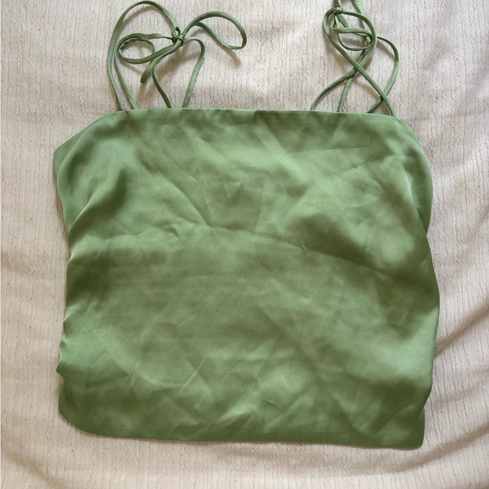 Urban Outfitters Green Crop Tie Front Camisole